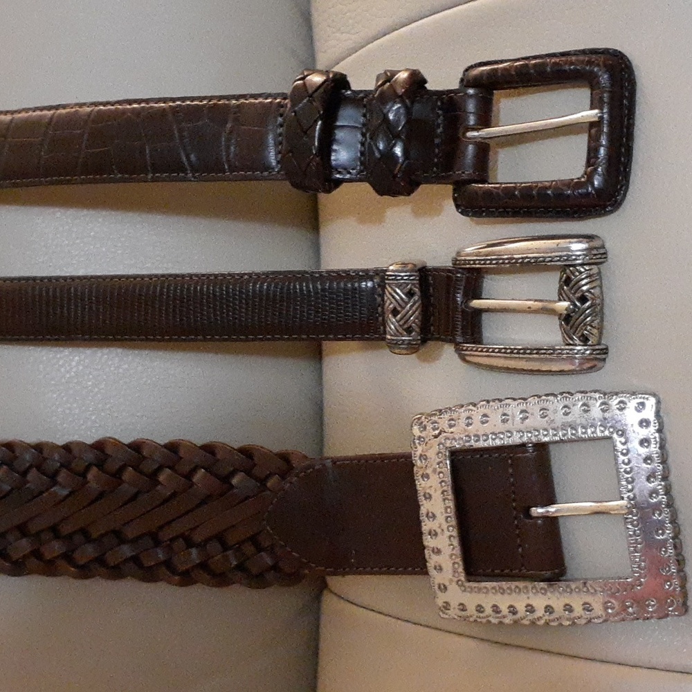 3 Piece Lot Brown Brighton Women's Classics Belts! Small 40058, 38909 - Luxury!